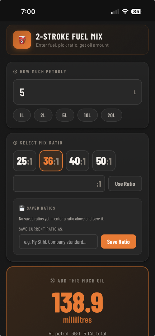 Fuel mix calculator