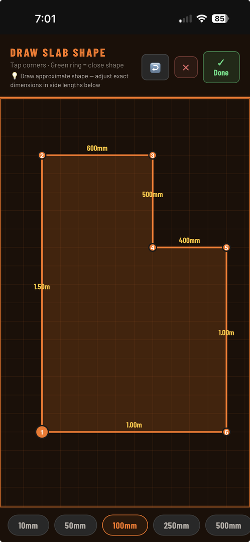 Draw slab shape