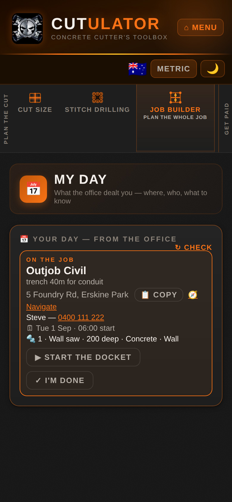 My Day on the cutter's phone — what the office dealt, and the I'M DONE button